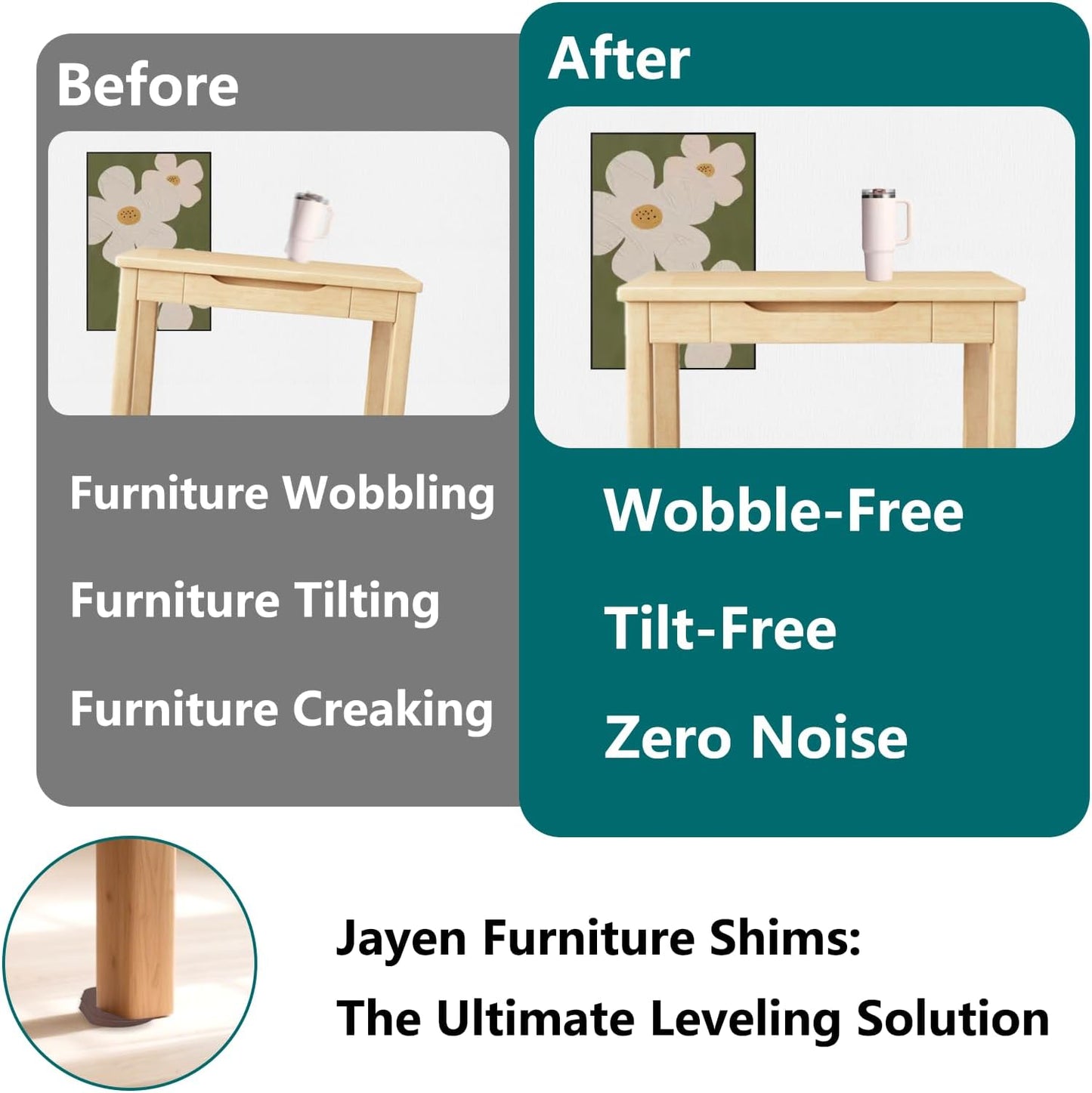 Jayen Rubber Shims 20 Pack – Non-Slip Furniture Levelers & Stackable Wedges for Tables, Toilets, Appliances & More – DIY Home Improvement, Blown