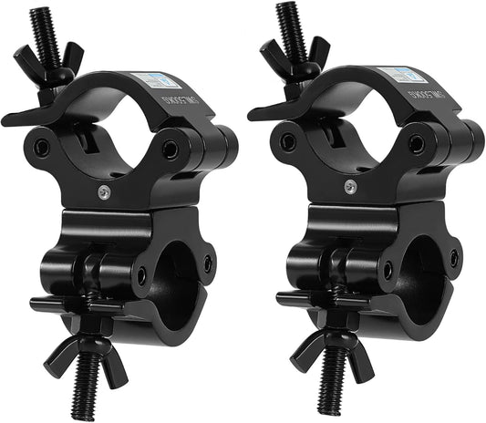 2 Inch Pro-Swivel Truss Clamp Black, 2 Packs Eyeshot 2 Inch Heavy Duty 1100lb Swivel Coupler Truss Clamps, Dual Head Turn As Needed Two 360 Degree Lighting Clamps, Fit Pipe/Truss OD 48-52mm