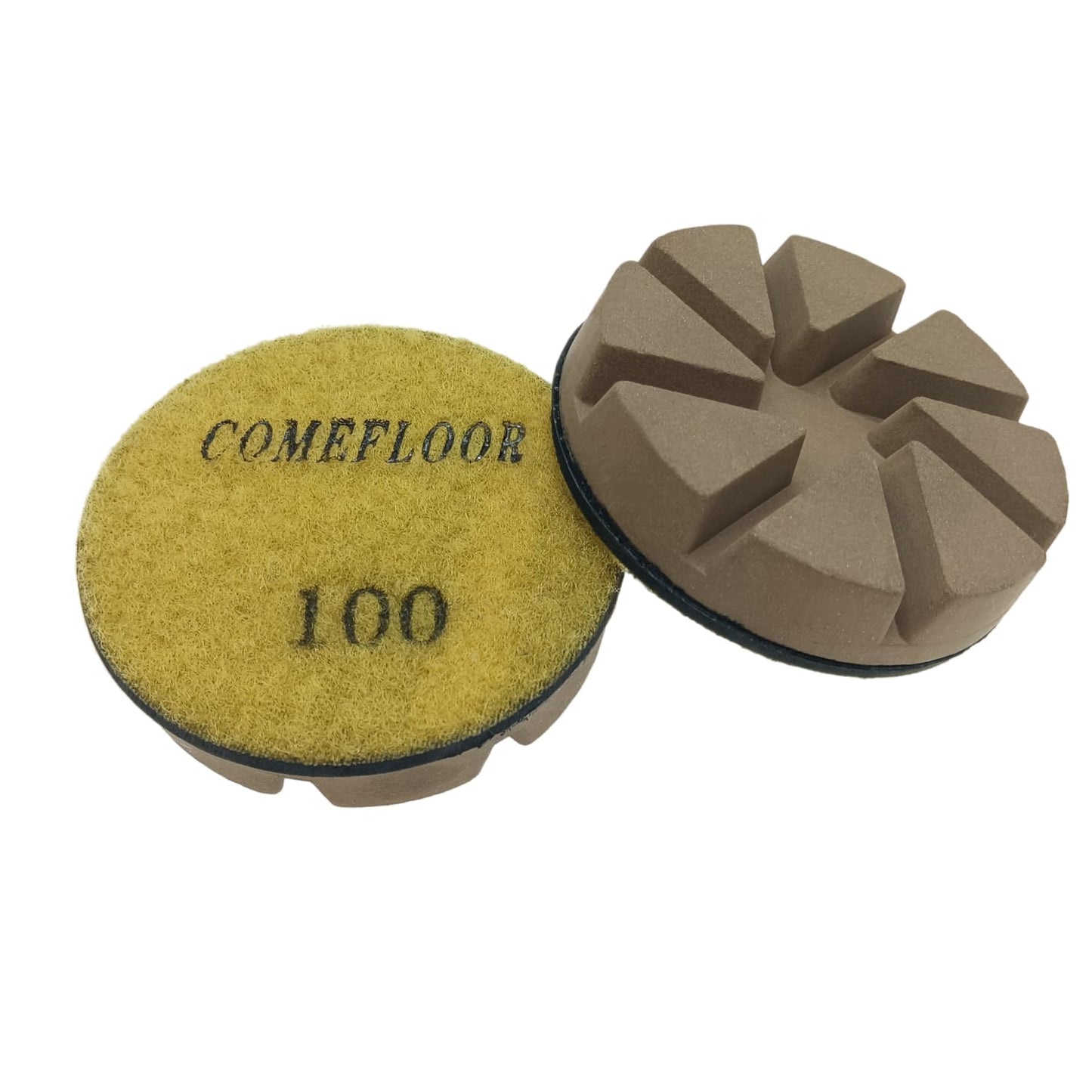 Hybrid Diamond Ceramic Polishing Pucks, Aggressive Concrete Terrazzo Floor Hook n Loop Grinding Pads, 3 Inch Long Using Life Transitional Discs,100# 3PCS