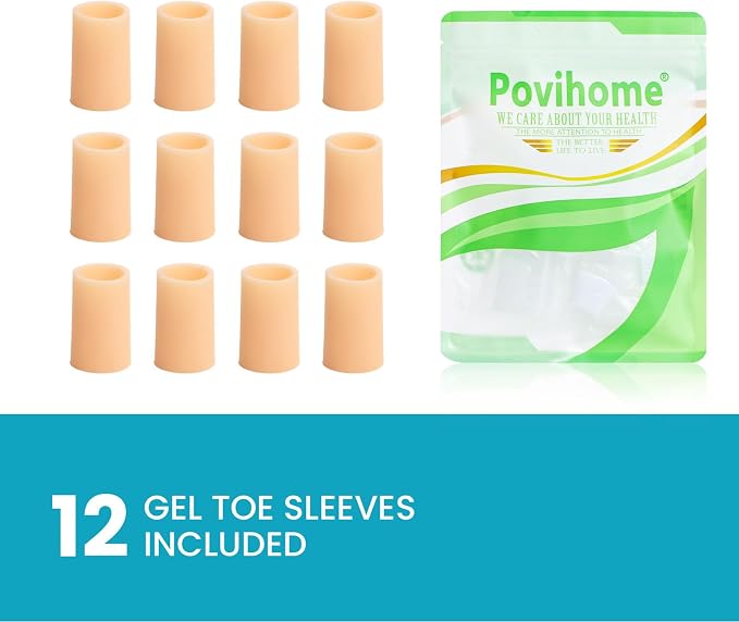 Povihome Toe Sleeves, Toe Protectors, 12 Pack Toe Tube Pads - Image 8