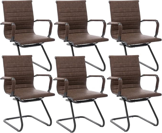 CIMOTA Waiting Room Chairs Set of 6 Leather Office Guest Chair Mid Back by CIMOTA