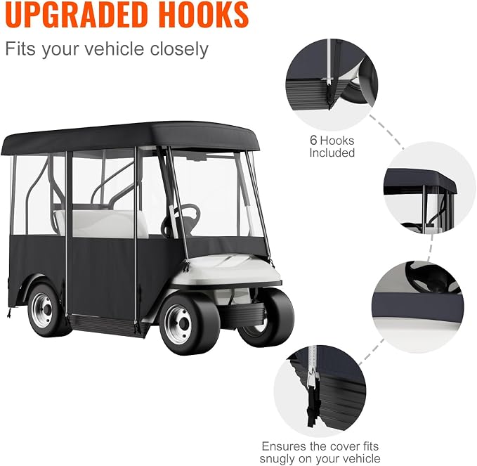 Happybuy Golf Cart Enclosure, 4-Person Golf Cart Cover, 4-Sided Fairway Deluxe - Image 6