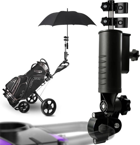 Heavy Duty Golf Push Cart Umbrella Holder, Upgraded Aluminium Alloy Base Ultra Windproof, Universal Umbrella Stand for Electric Lawn Mower, Stroller, Wheelchair, Mobility Scooter, Beach Chair
