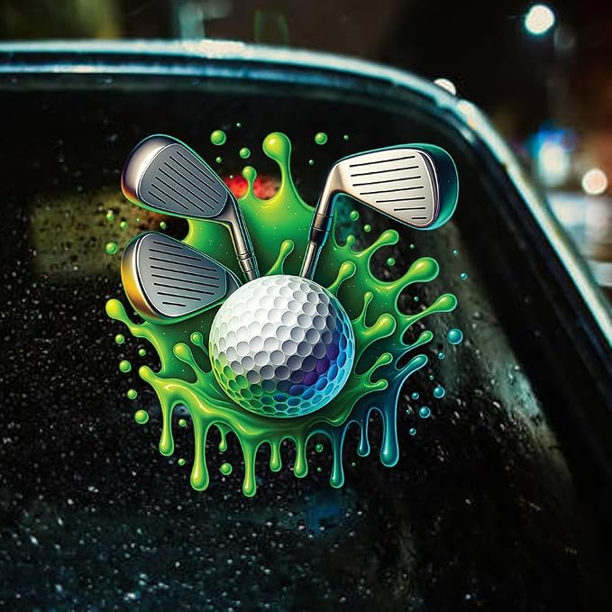 Golf Ball and Clubs Decal – 7x6, 8in Vinyl Sticker by Unknown