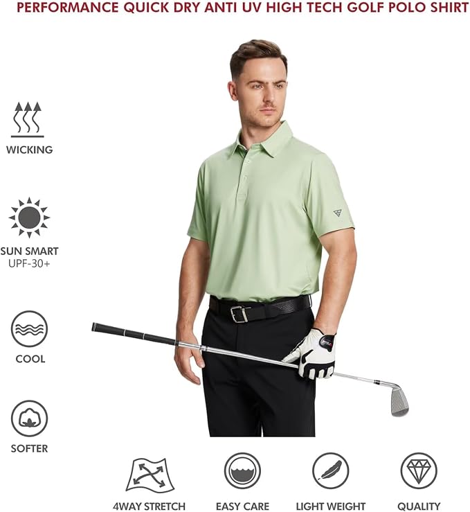 Mens Polo Shirts Short and Long Sleeve Casual Solid Stylish Dry Fit Performance - Image 5