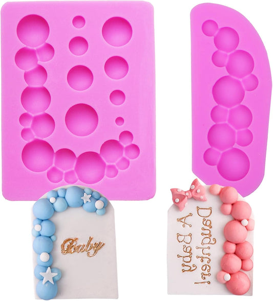 3D Pearl Chocolate Molds, Bubbles Ball Pearl Border Silicone Molds, Semi Sphere Cake Decorating Baking Molds for Birthday Cupcake Topper Candy Gum Cookie Dessert Clay Resin DIY Craft Set of 2