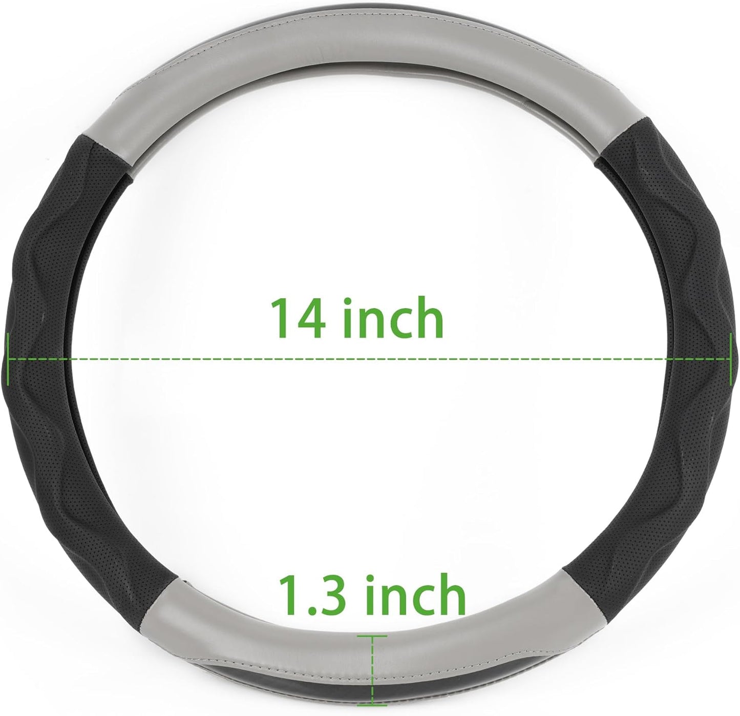 10L0L Golf Cart Steering Wheel Cover for Yamaha, Club Car DS & Precedent, 14 Inch Black Gray