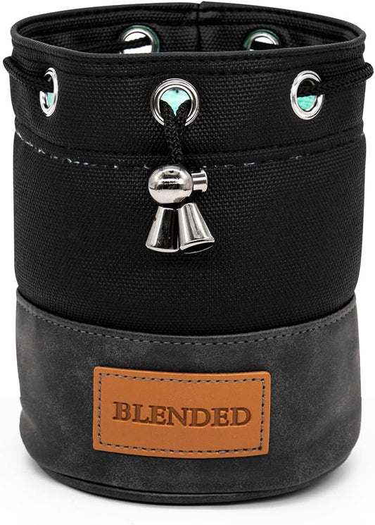 Golf Valuables Pouch,Bucket Waist Design Golf Pouch Bag with Drawstrings Golf Tee Bag Pouch Leather for Men Women Black