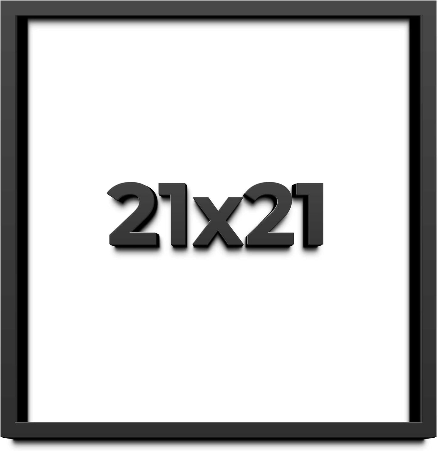 21x21 Shadow Box Black Solid Wood Display Frame with White Acid-Free Backing UV Acrylic & Hanging Hardware - with 3/4" Usable Depth