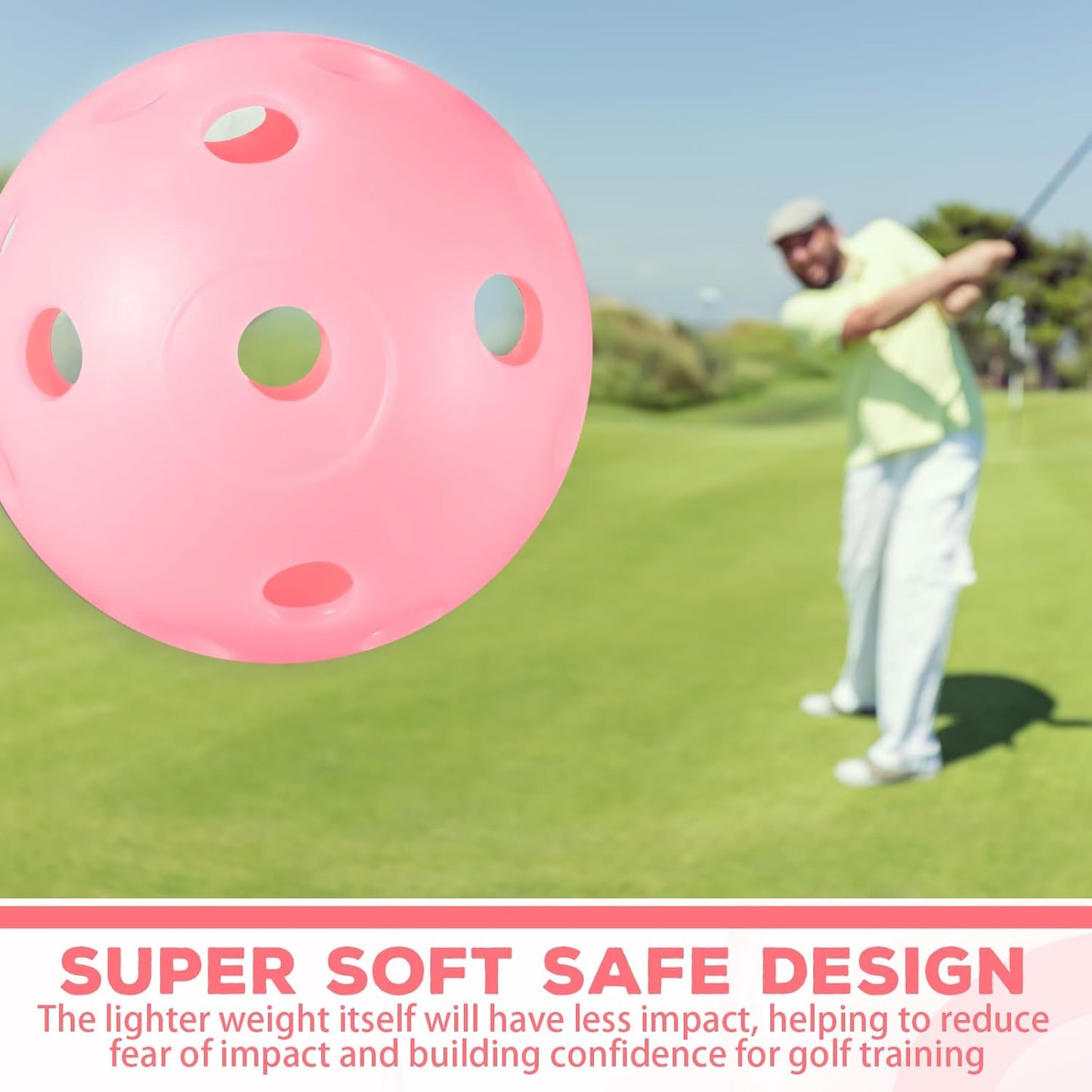 24 Pack Practice Golf Balls 42 mm Limited Flight Plastic Golf Training Airflow Hollow Ball for Driving Range Swing Practice Backyard Indoor Outdoor Home