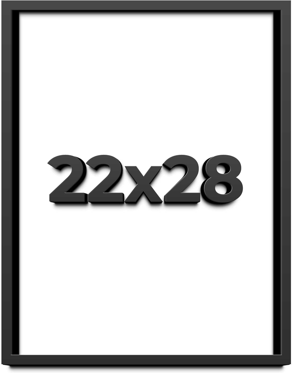 22x28 Shadow Box Black Solid Wood Display Frame with White Acid-Free Backing UV Acrylic & Hanging Hardware - with 3/4" Usable Depth