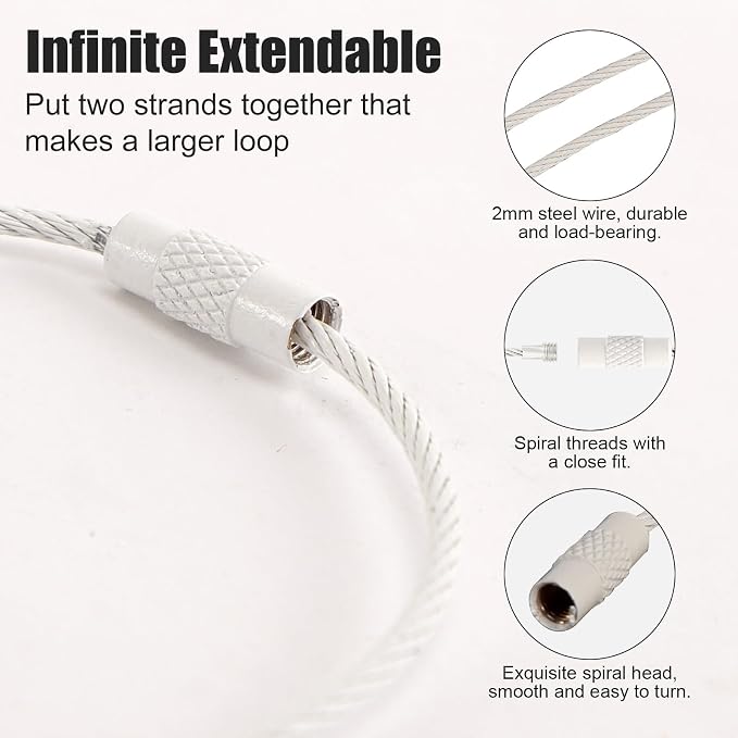 20pcs Stainless Steel Wire Keychains Aircraft Cable Cable Key Ring - Image 5
