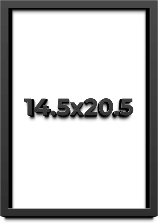 14.5x20.5 Shadow Box Black Solid Wood Display Frame with White Acid-Free Backing UV Acrylic & Hanging Hardware - with 3/4" Usable Depth