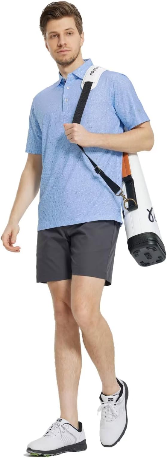 M MAELREG Mens Golf Shirt Short Sleeve Dry Fit Print Moisture Wicking - Image 3