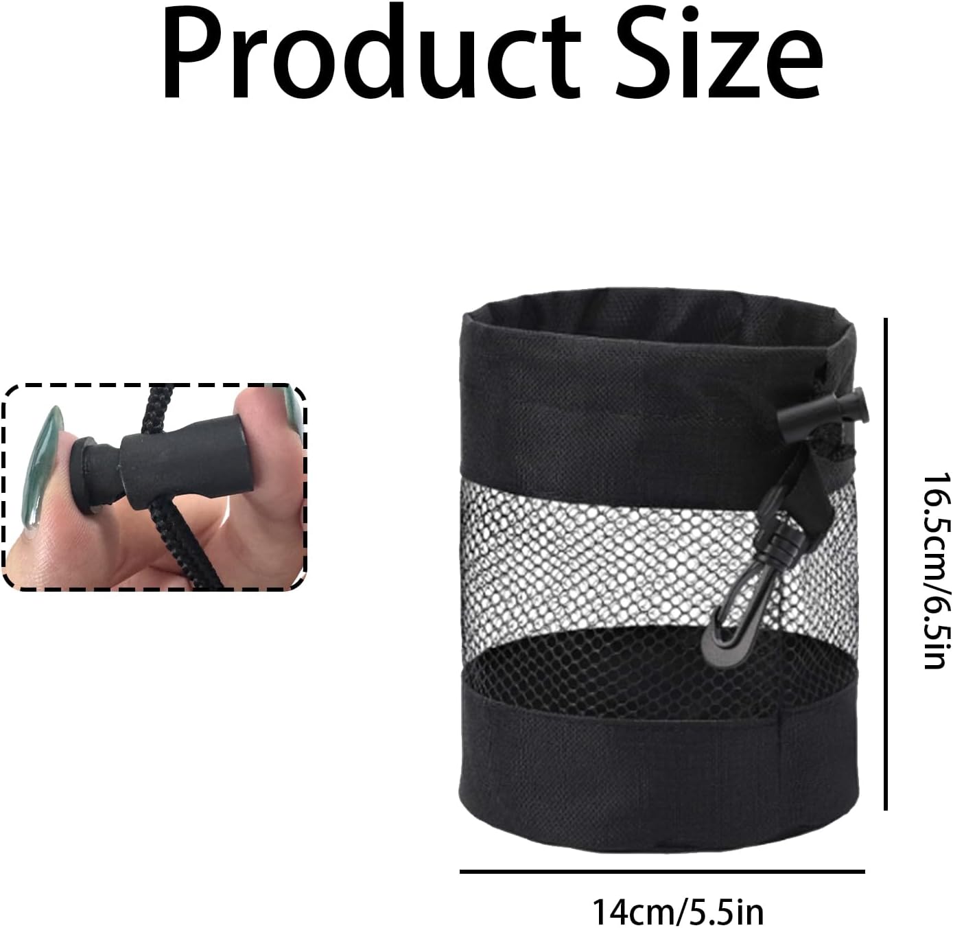 2 Pcs Golf Ball Storage Bag Premium Nylon Mesh Drawstring Pouch, Multi-Purpose Organizer for Storing Golf Balls (Black)