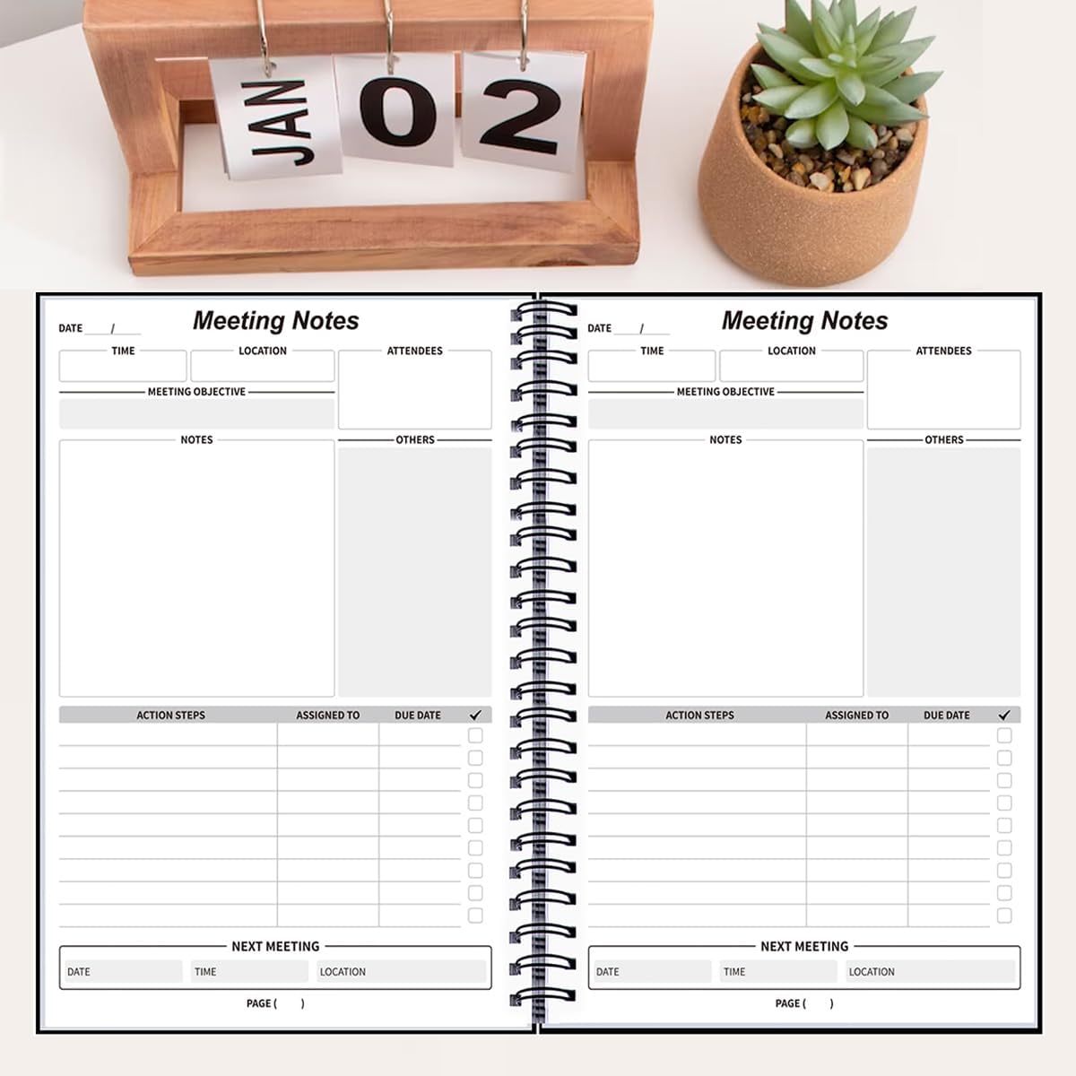2 Pack Notebooks for Work 7" X 10" - Meeting Notebooks for Note Taking - Professional Notebooks for Work Organization,Business Daily Planner Undated,Office Notebooks 240 Pages