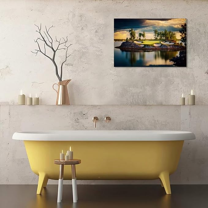 chenchenArt Sunset Landscape Golf Course Wall Art Picture Golf Course Wall Decor - Image 4