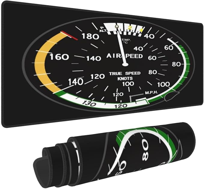 Aircraft Speedometer Pilot Flight Mouse Pad, Airplane Large Big Gaming Mouse by ZUIDSYI