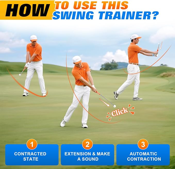 Retractable Golf Swing Training Aid, Right-Handed Tempo Stick Golf, Golf Click - Image 2