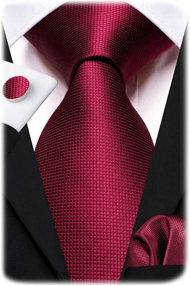 Hi-Tie Men 63inches Tie Set Extra Long Necktie Paisley Tie Pocket Suqare Cufflinks Big and Tall Men Tie