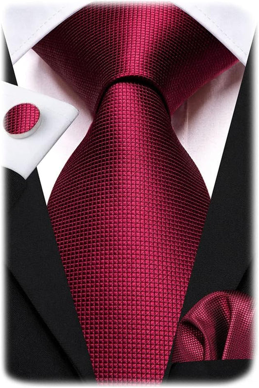 Hi-Tie Men 63inches Tie Set Extra Long Necktie Paisley Tie Pocket Suqare Cufflinks Big and Tall Men Tie