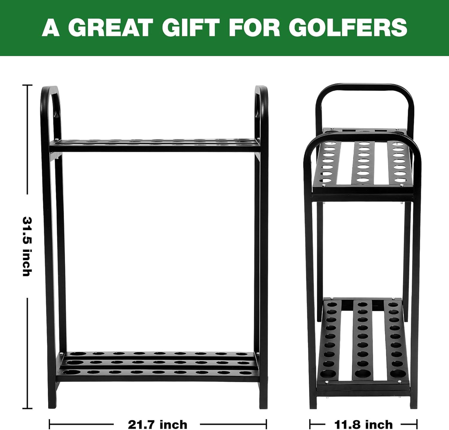Hicarer Golf Club Holder Metal Golf Club Organizer Stand Rack Putter Stand Display for Indoor and Outdoor Use Home, Black