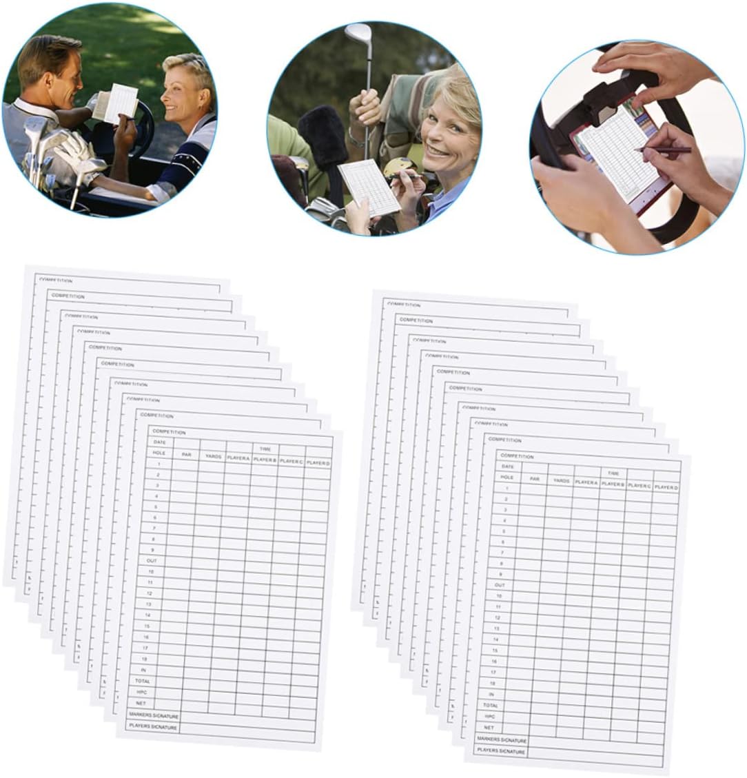 20pcs Golf Scorecards Coated Paper Score Sheets Portable Double-Sided Design for Easy Recording for Competitions and Essential Golf Course Accessory