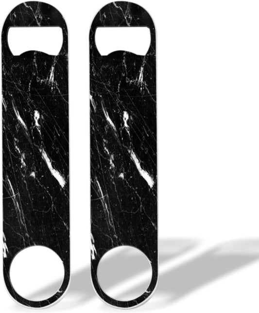 2 PACK Beer Bottle Opener, Stainless Steel Flat Bottle Openers,7 inch Metal Decor,Black Marble