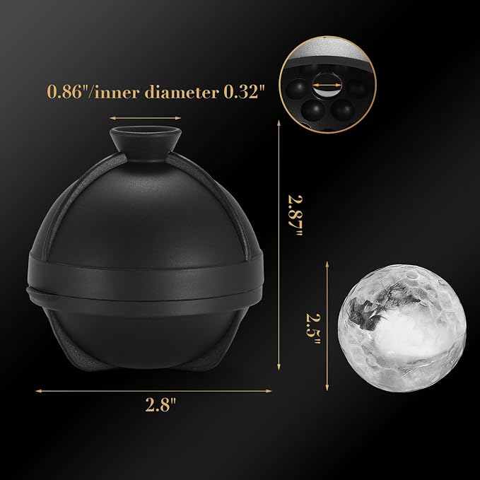 Golf Gifts Ball Ice Maker Mold set of 4, 2.5" Large Sphere Round Ice Cube Mold - Image 4