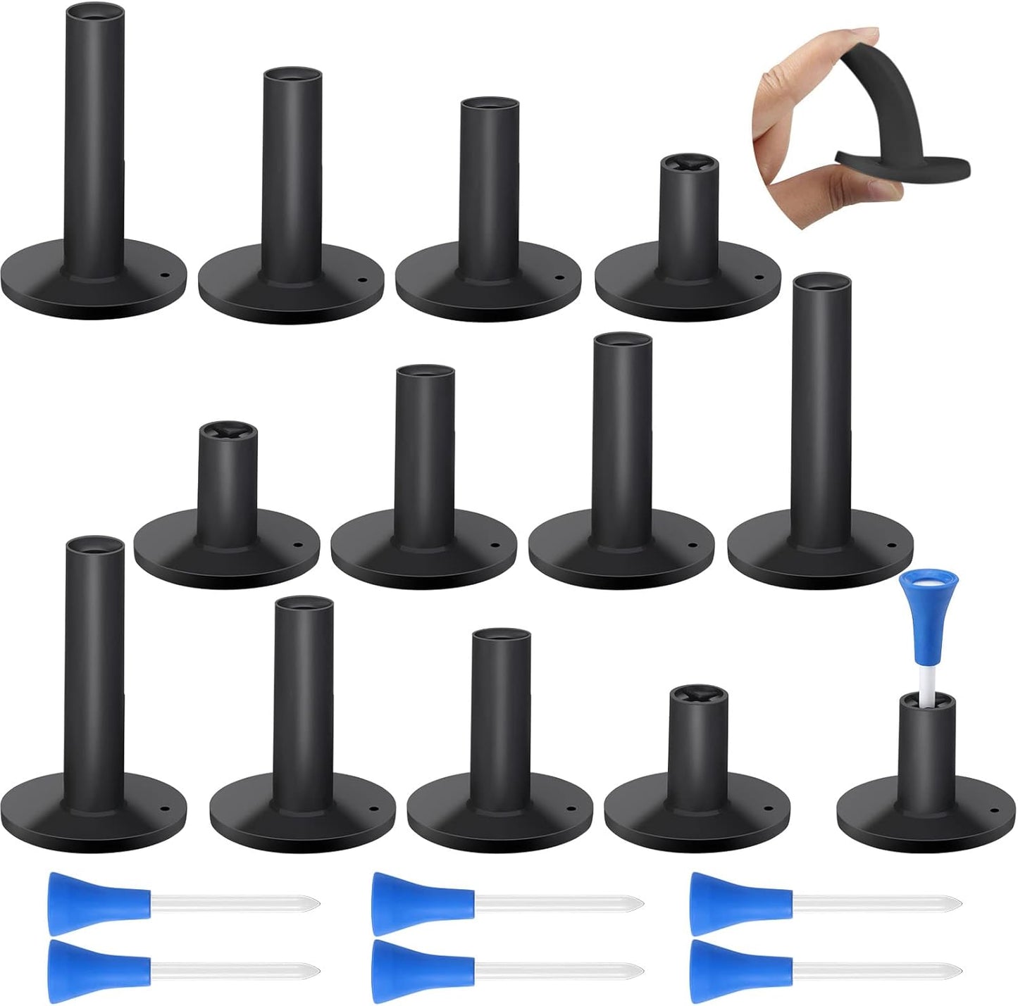 12 Pieces Golf Range Tees Set Rubber Golf Tees for Mats Driving Range 6 Pieces for Practice Mat Mixed Size