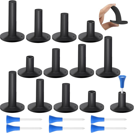 12 Pieces Golf Range Tees Set Rubber Golf Tees for Mats Driving Range 6 Pieces for Practice Mat Mixed Size