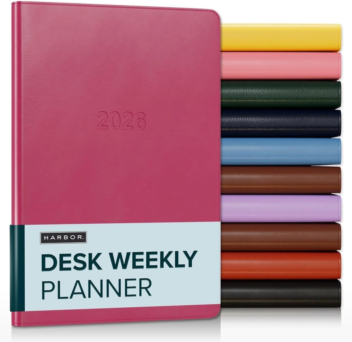 Harbor Desk Weekly Monthly Planner 2025-2026 - Calendar Planner and Notebook, Durable Faux Leather, 192 Pages, Softcover & Book Bound - Cambridge Orchid Flower - 8x5.5"