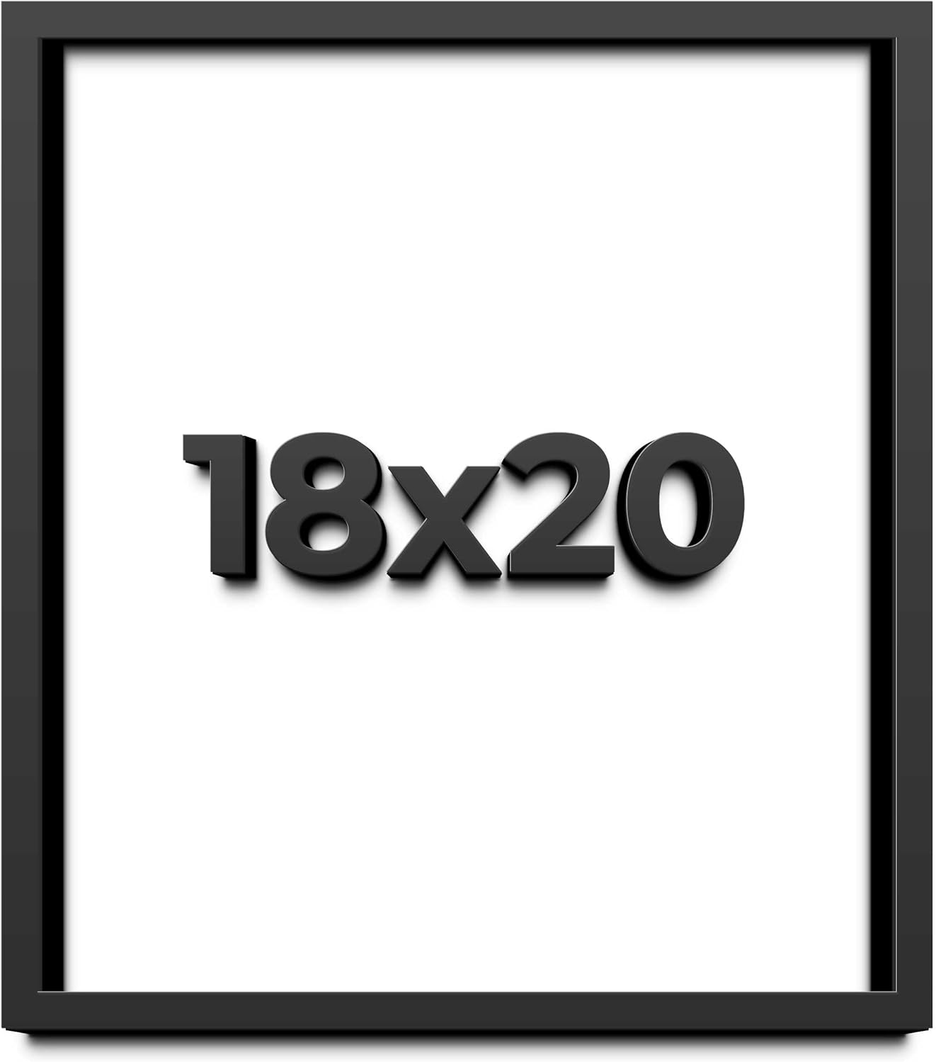 18x20 Shadow Box Black Solid Wood Display Frame with White Acid-Free Backing UV Acrylic & Hanging Hardware - with 3/4" Usable Depth
