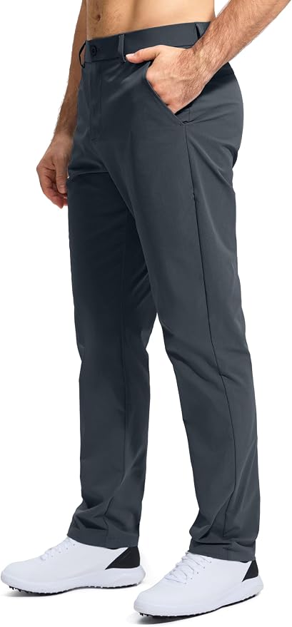 Pudolla Men's Golf Pants Stretch Work Dress Comfy Pants 30"/32"/34" Lightweight - Image 3