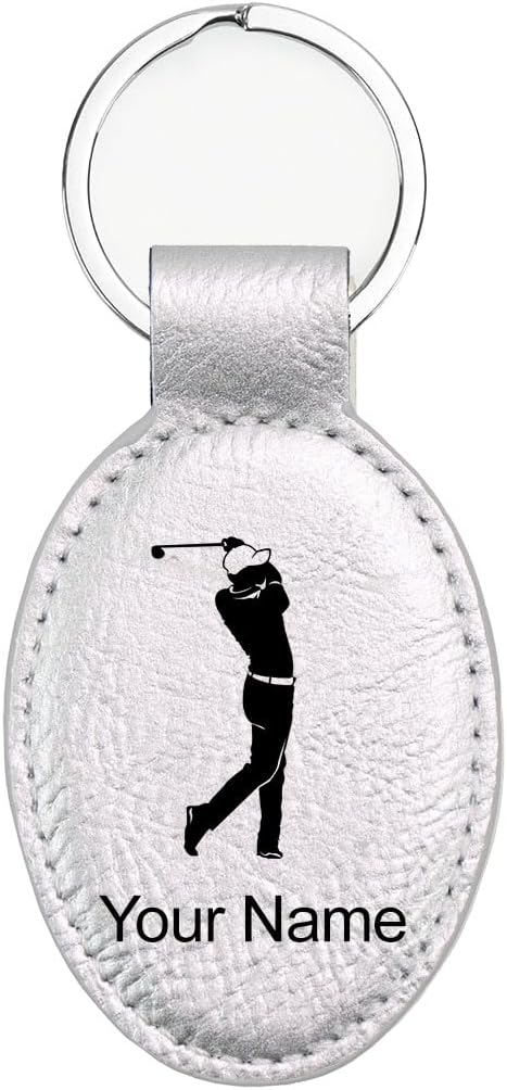 LaserGram Oval Keychain, Golfer Golfing, Personalized Engraving Included by LaserGramCustomEngravedGifts