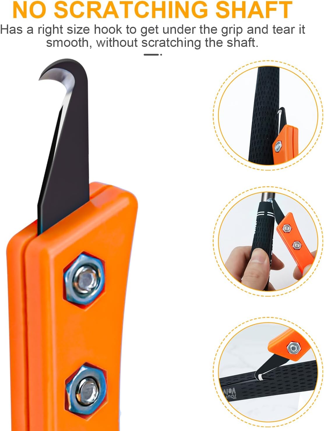 10pcs Club Hook Blade Knife with Handle, 3.4 Inch Double-end Golf Grip Removal Tool Kit with Plastic Box, DIY Hook Blades for Regripping Golf Club Mountain Bike Grip Baling Twine Black Orange