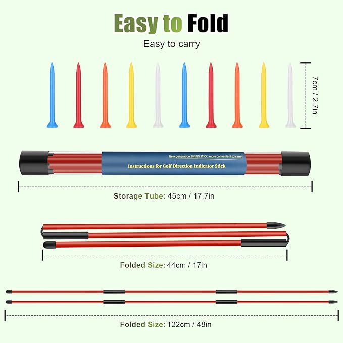 Golf Alignment Sticks 2 Pack, 48″Collapsible Practice Rods - Image 2