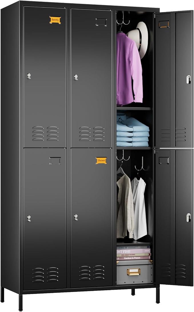 METAN Metal Locker for School Office Gym Bedroom, 6 Doors Steel Storage Locker - Image 9
