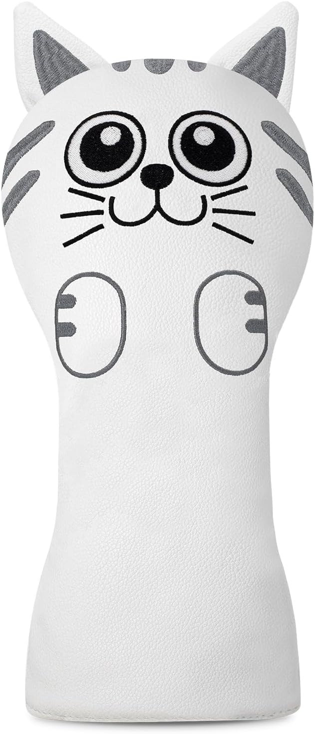 Golf Kitty Head Cover Golf Club White Leather Headcovers 1pc/4pcs Set Fits - Image 2