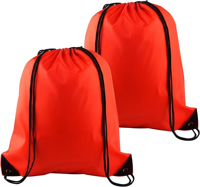 KUUQA 2Pcs Red Drawstring Backpack Bags Sack Bulk String Backpack Storage Bag by KUUQA