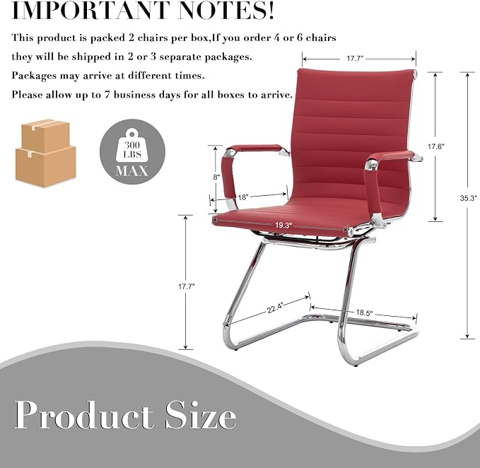 CIMOTA Waiting Room Chairs Leather Office Guest Chair Mid Back Reception Chairs - Image 3