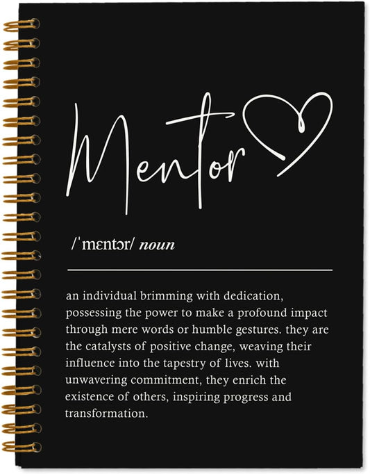 Black Mentor Gift Journal Notebook, Journaling Notebook for Women School Office Supplies, Mentor Gifts for Women, Black Journaling Notebook, Hardcover Lined Notebooks Spiral, 5.5x8.3