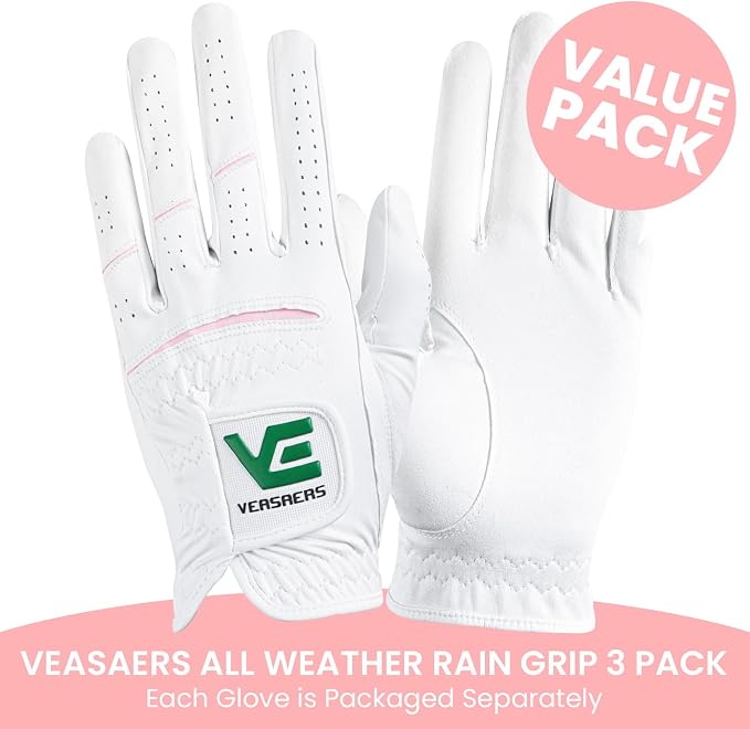 Womens Ladies Golf Rain Gloves Value 3 Pack Left Right Hand, Enhanced Wet Hot - Image 2