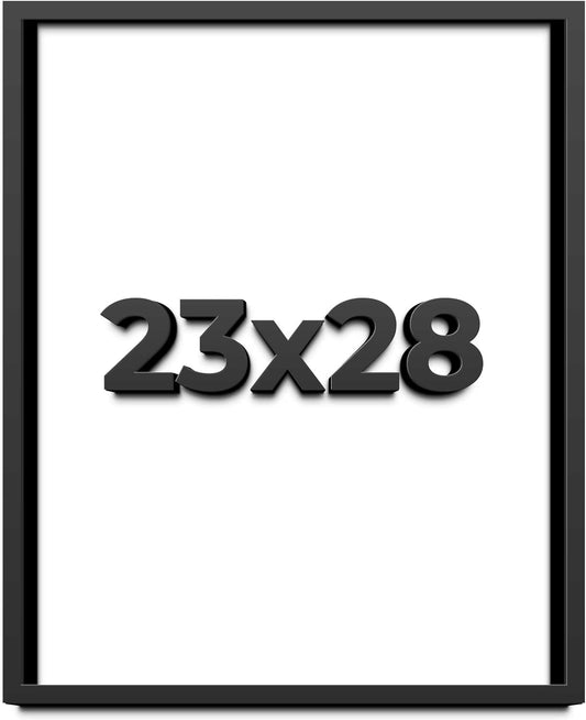 23x28 Shadow Box Black Solid Wood Display Frame with White Acid-Free Backing UV Acrylic & Hanging Hardware - with 3/4" Usable Depth