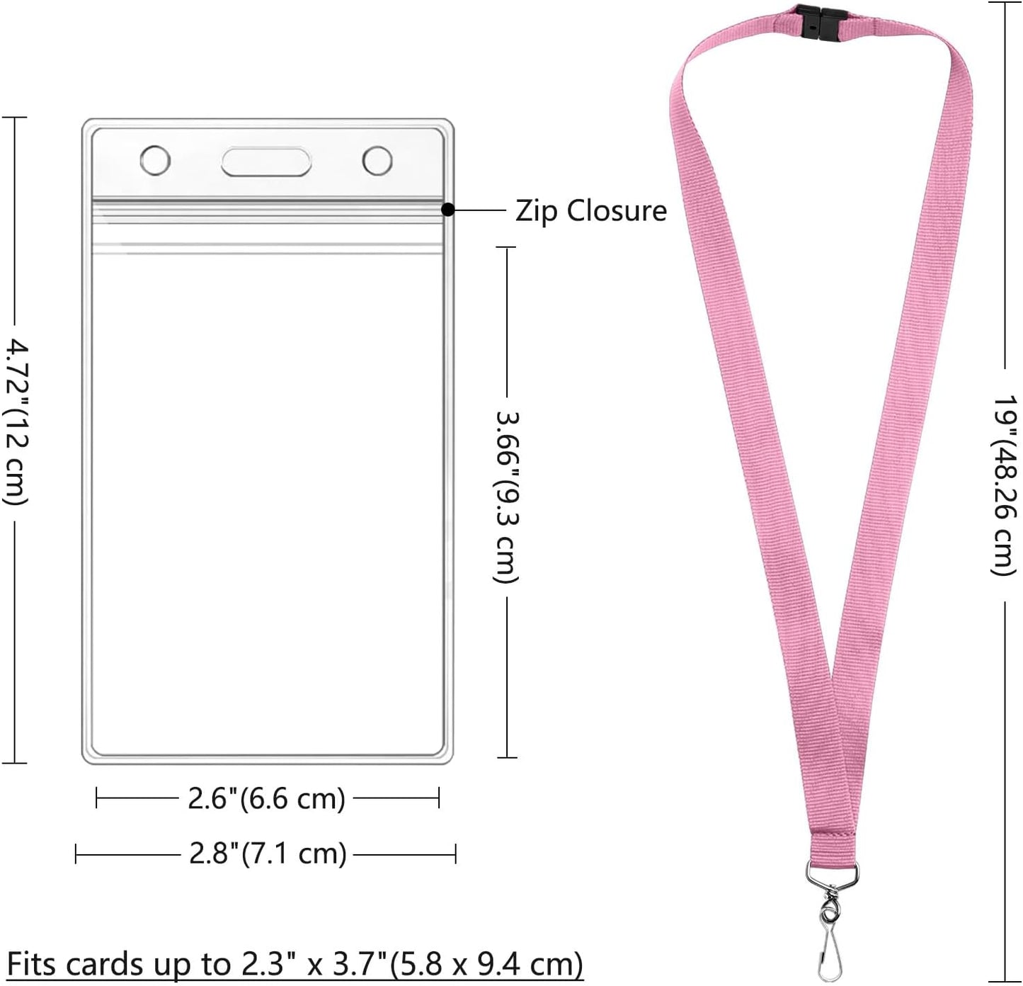 24-Pack Pink Breakaway Lanyards with Waterproof Badge Holders, Polyester Neck Straps for ID Cards, Events, Office, and Schools