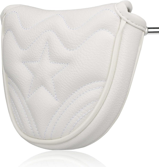 4pcs or 1pc Golf Club Head Covers for Woods, Driver, Fairway, Hybrid – Premium PU Leather with Interchangeable Tags & Magnetic Blade and Mallet Putter Covers