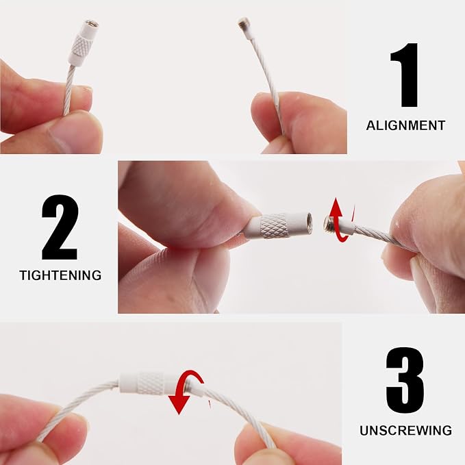 20pcs Stainless Steel Wire Keychains Aircraft Cable Cable Key Ring - Image 4