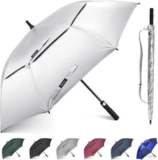 Gonex 54/62/68/72/80 Inch Extra Large Golf Umbrella, Automatic Open Travel Rain Umbrella with Windproof Water Resistant Double Canopy, Oversize Vented Umbrellas for 2-3 Men and UV Protection, Multiple Colors