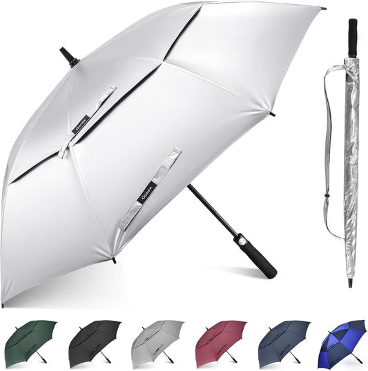 Gonex 54/62/68/72/80 Inch Extra Large Golf Umbrella, Automatic Open Travel Rain Umbrella with Windproof Water Resistant Double Canopy, Oversize Vented Umbrellas for 2-3 Men and UV Protection, Multiple Colors