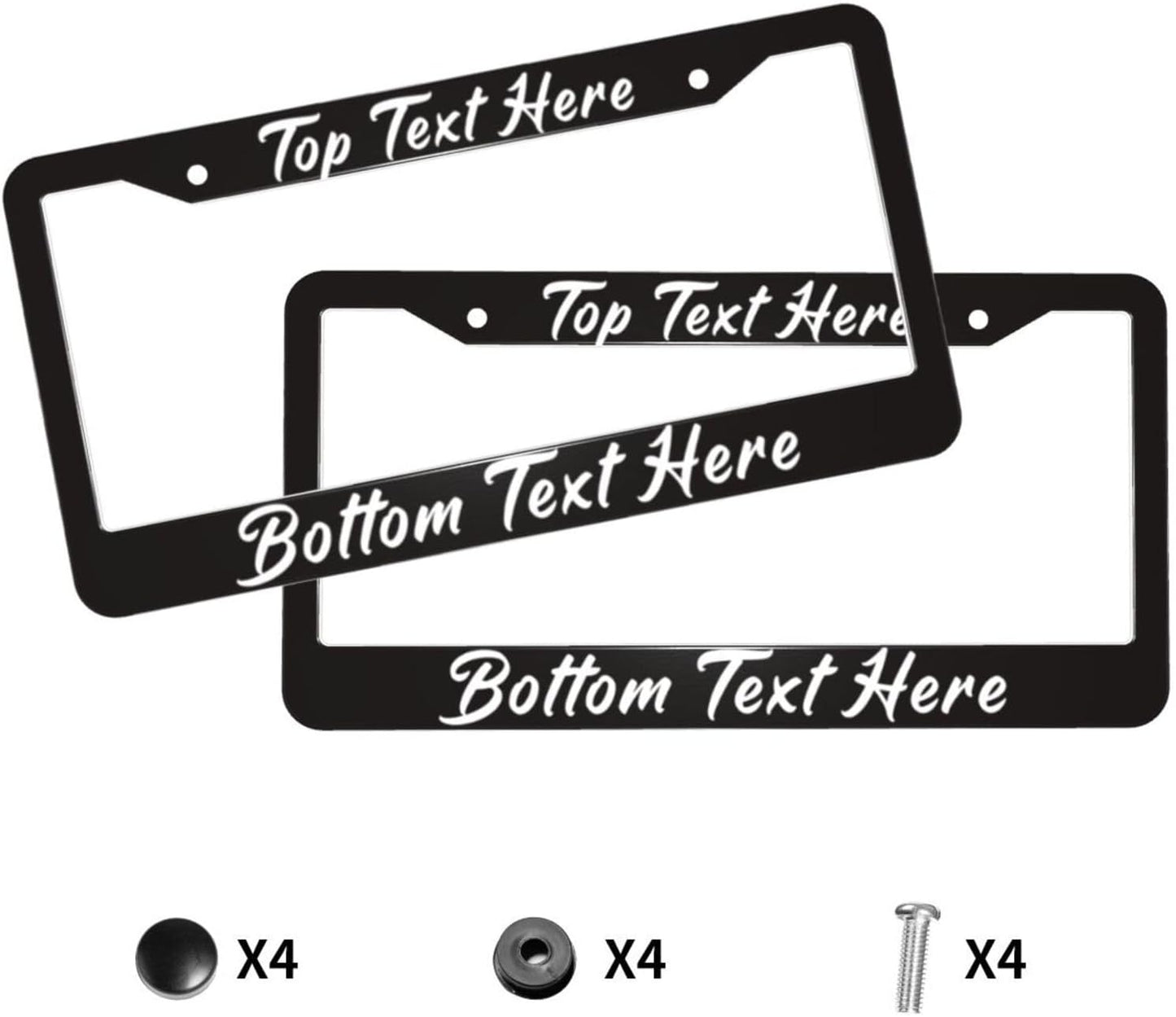2 Pack Custom Personalized License Plate Frame Customized Car Tag Frames for Women Men with Screw Caps,12"x6",2 Holes